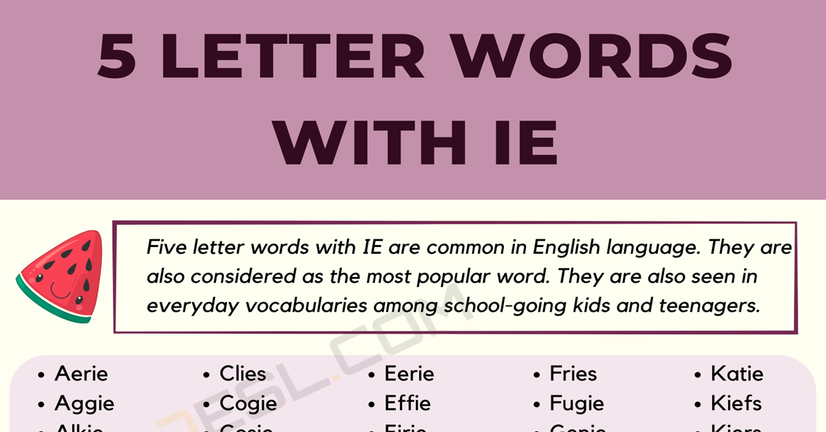 five letter word ending in ie