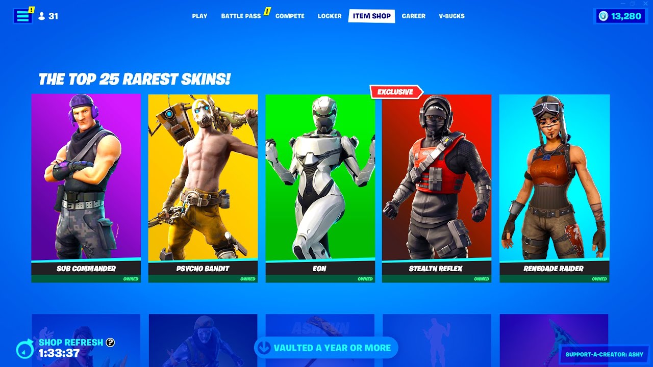 rarest fn skins