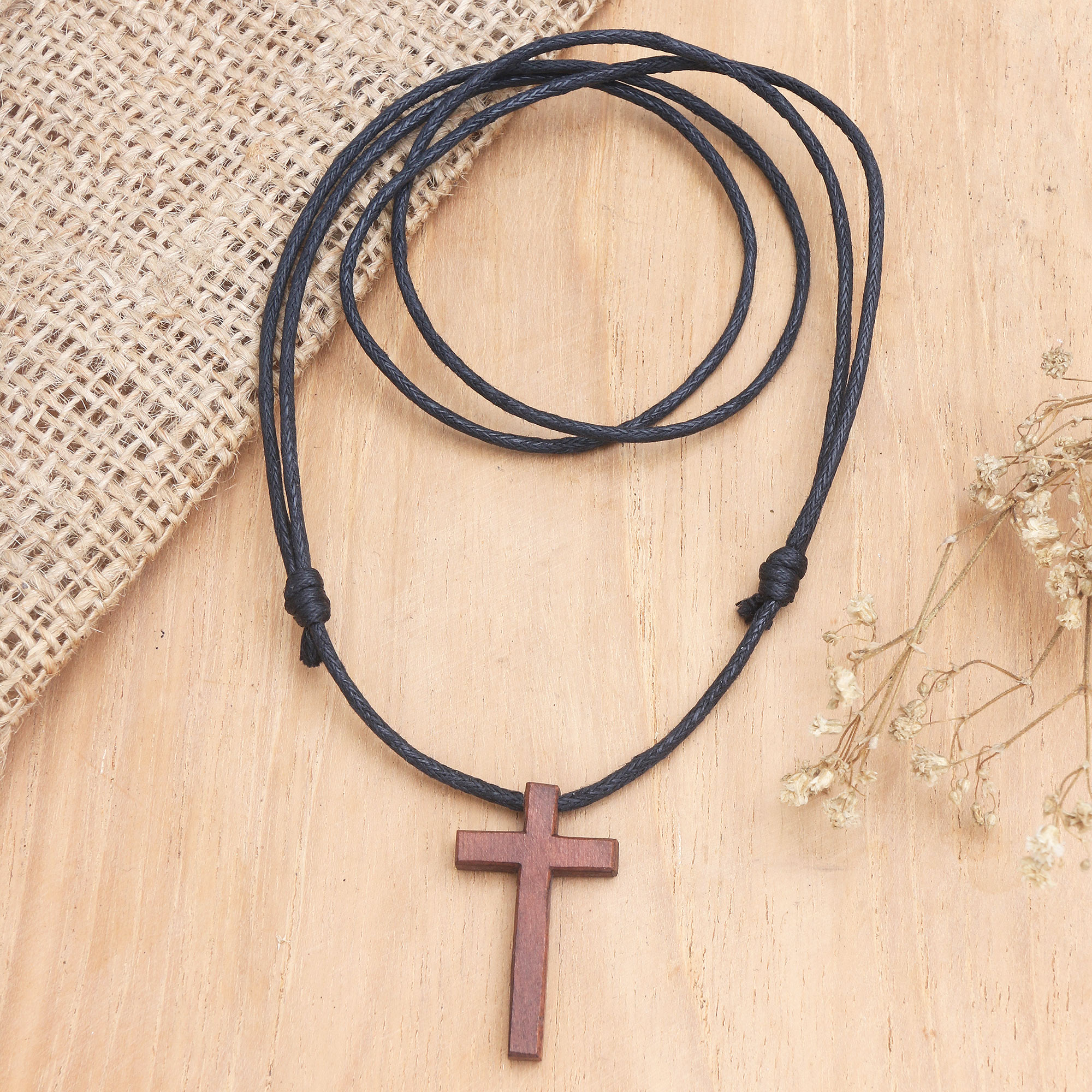 wood cross necklace