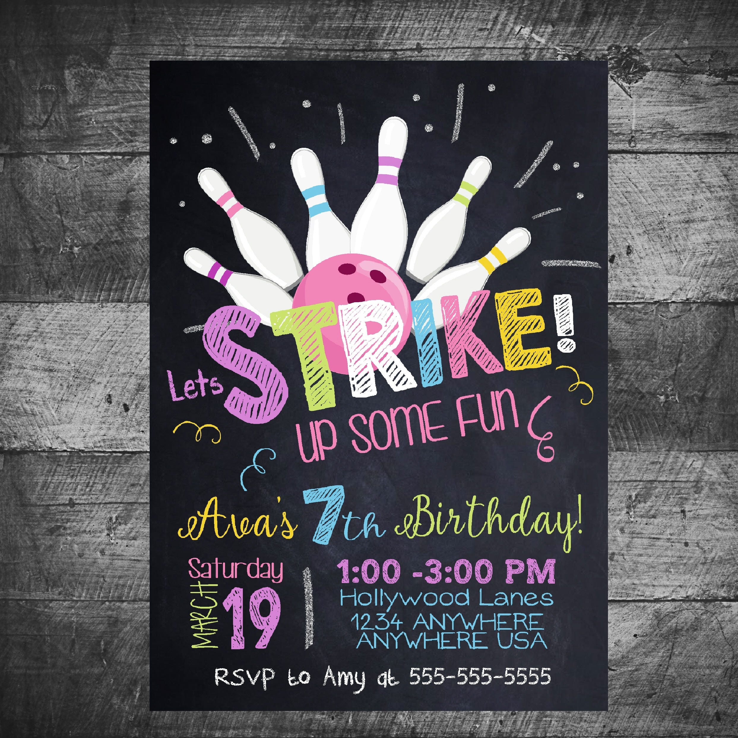 party invitations bowling