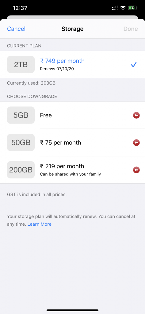 icloud photos prices