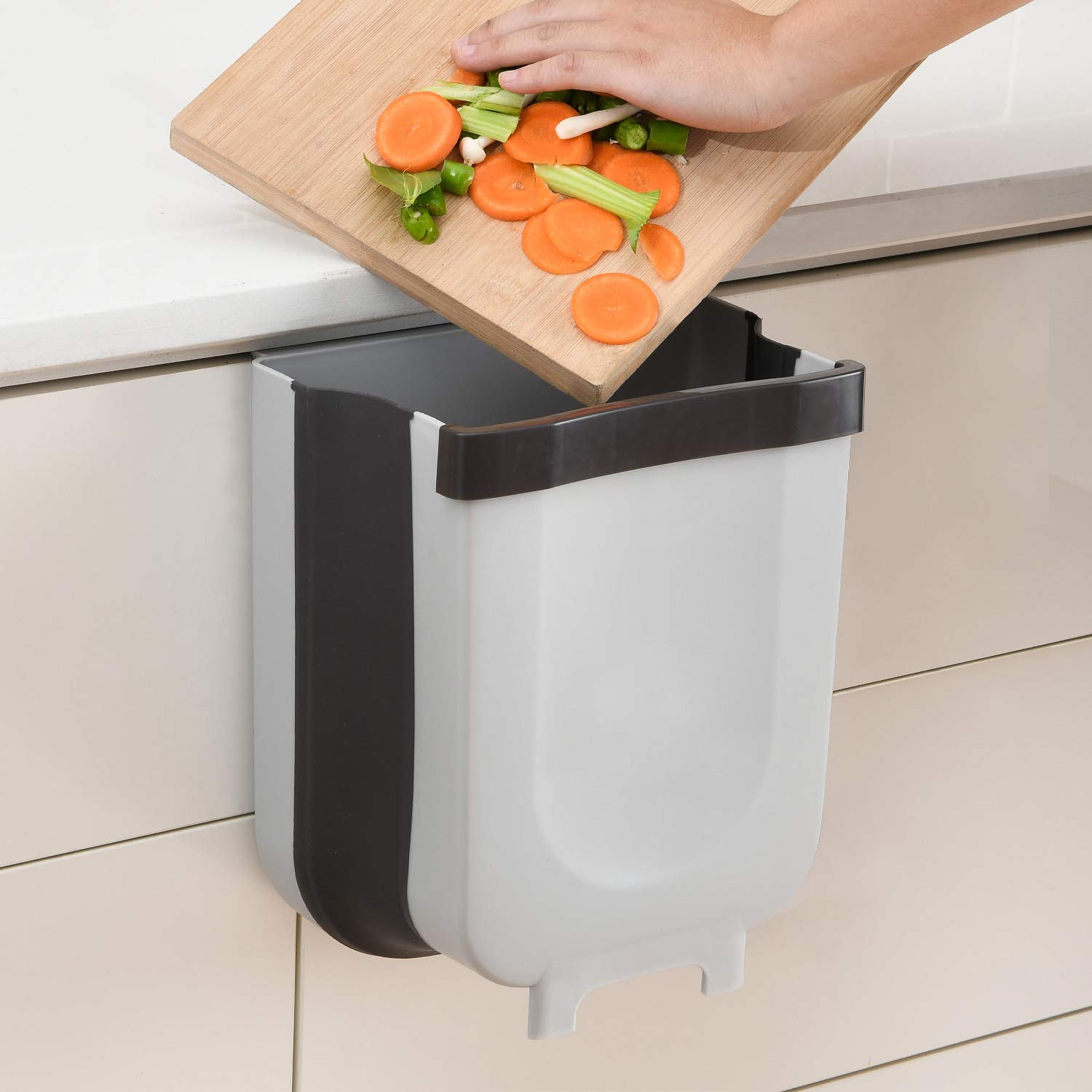 narrow kitchen trash can