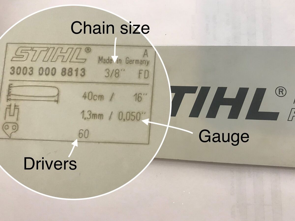 stihl 16 bar chain size