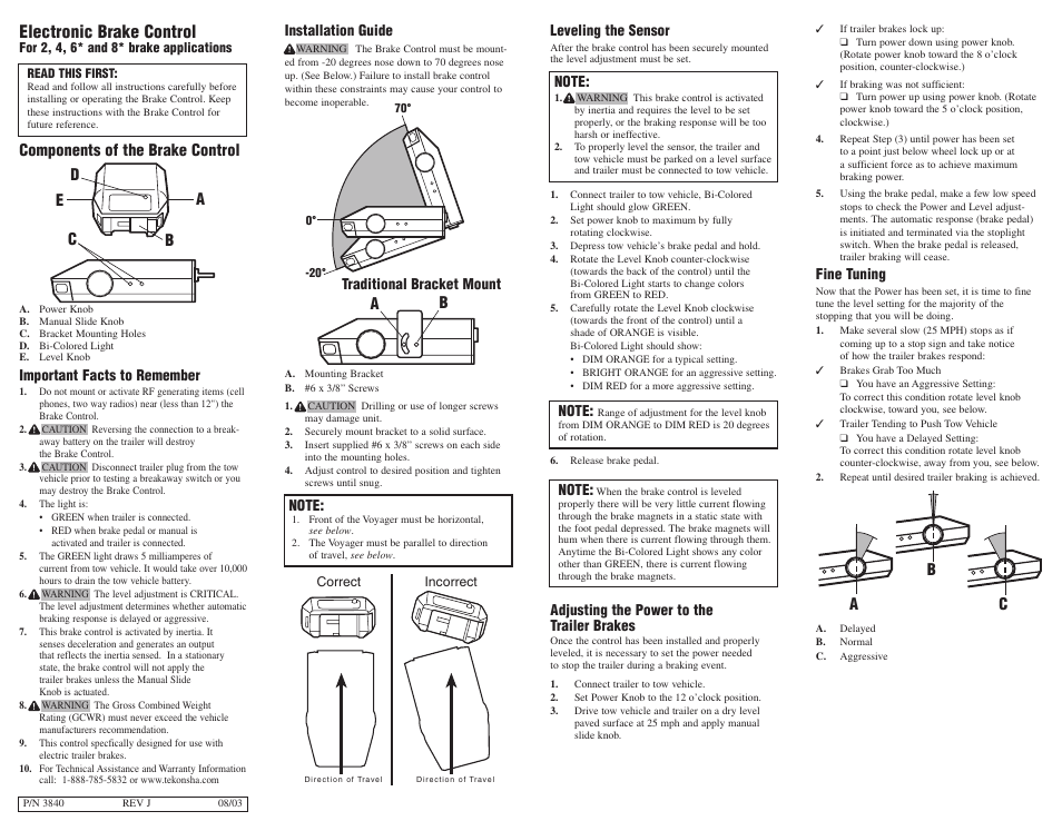 tekonsha electric brake controller manual