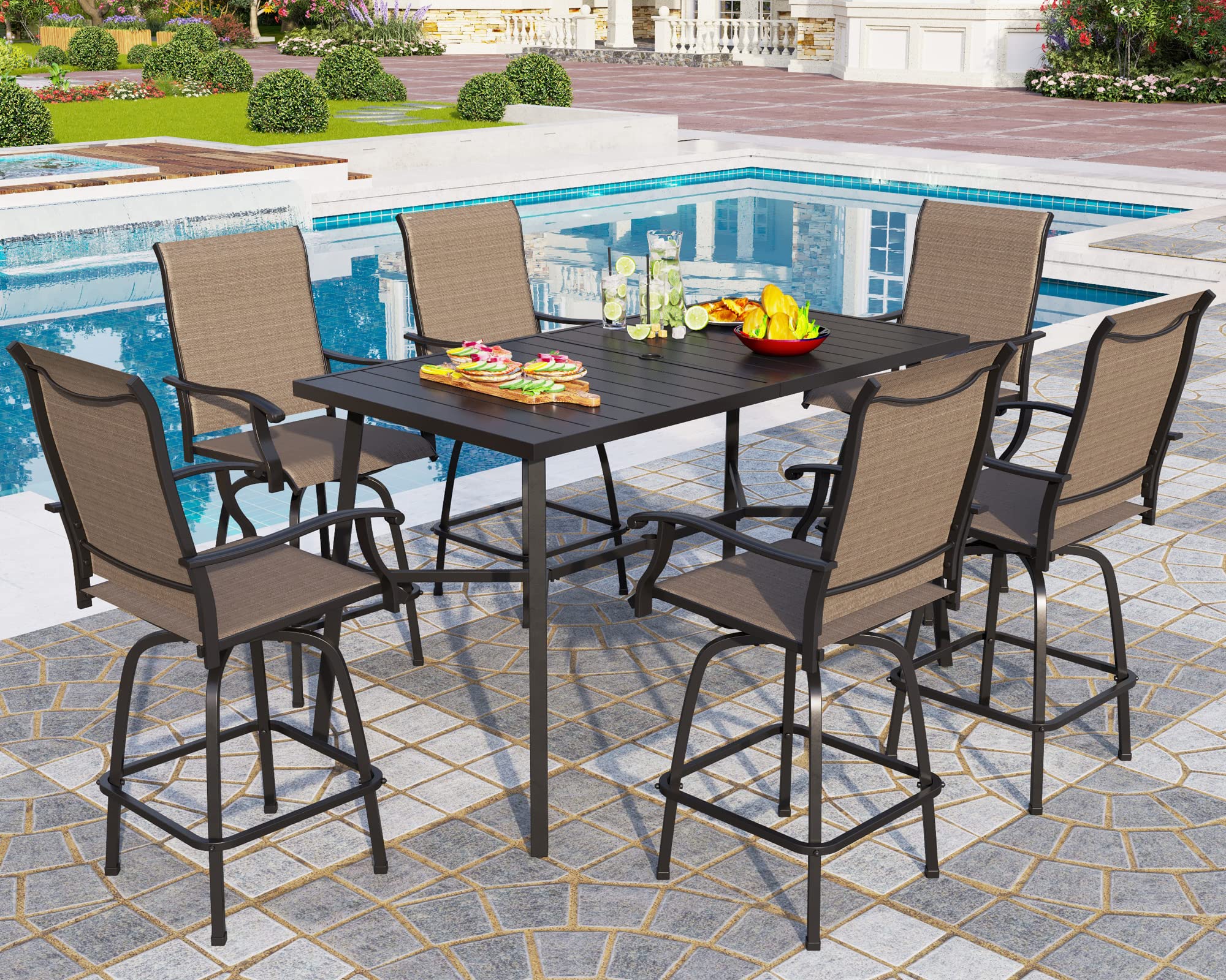 7 piece outdoor bar height dining set