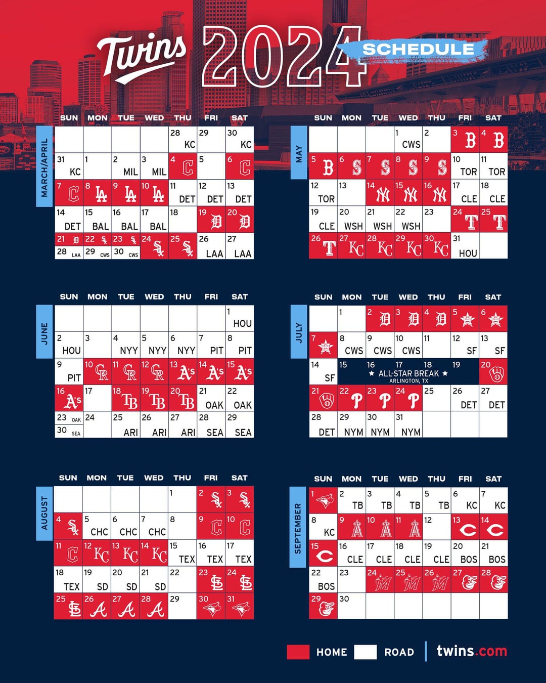 minnesota twins home schedule