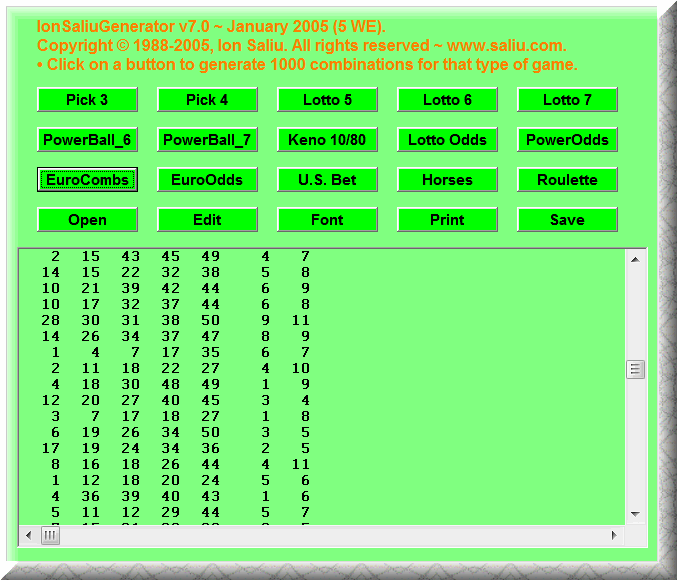 most common euromillions numbers