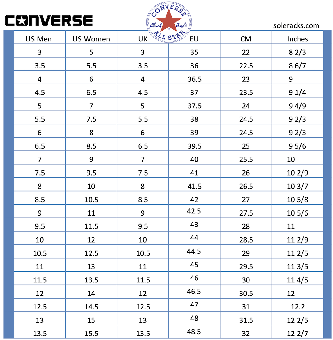 converse sizing