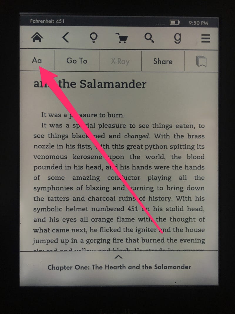 how to change text size in kindle