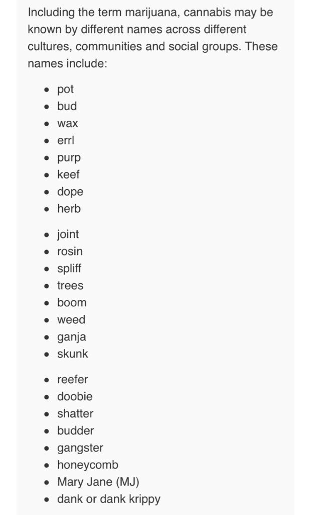 ganja nicknames