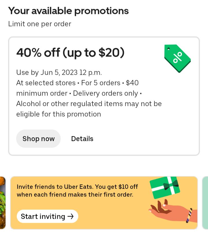 40 off uber eats canada