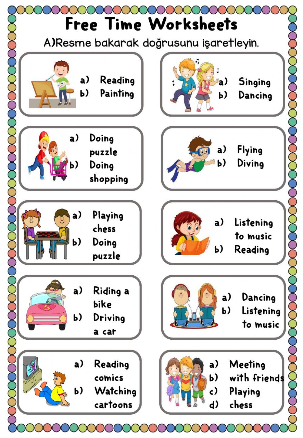 free time activities worksheets pdf