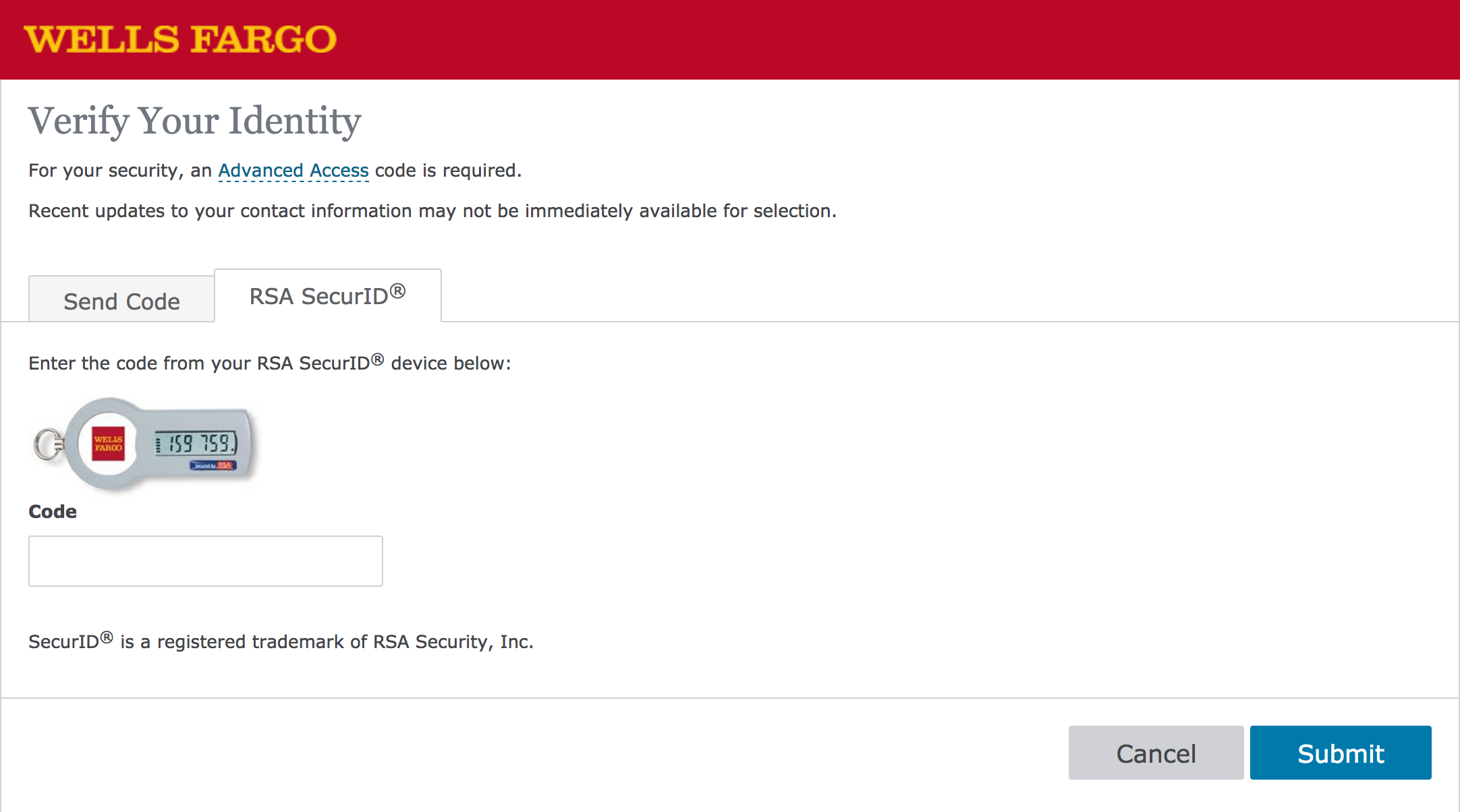 wells fargo 2 step authentication