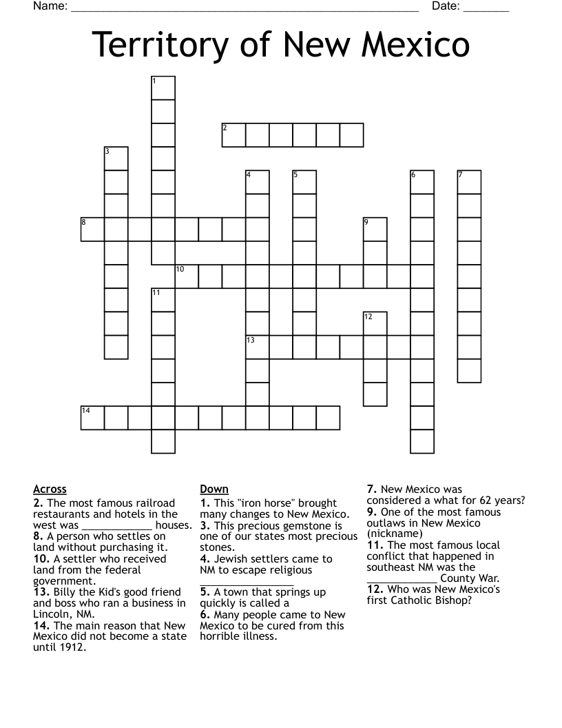 new mexico town crossword