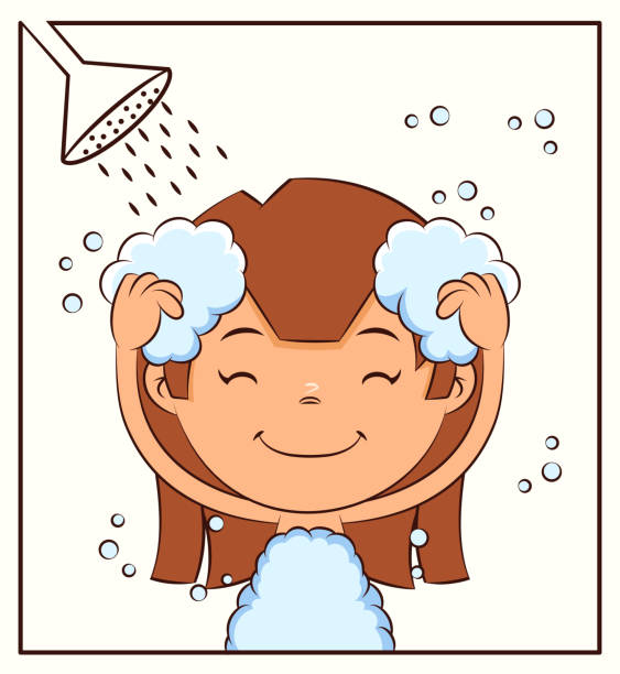 clipart washing hair