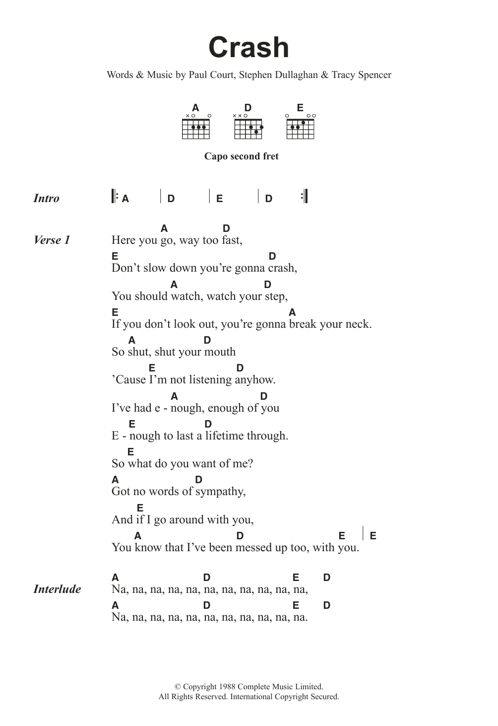 crash guitar chords