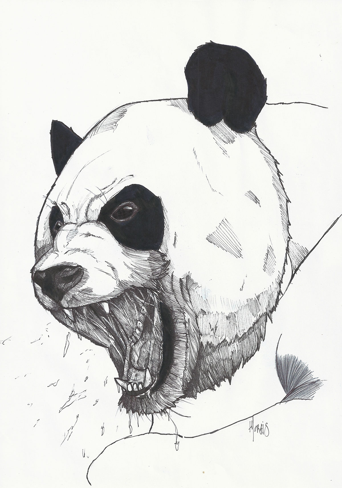 angry panda tattoo