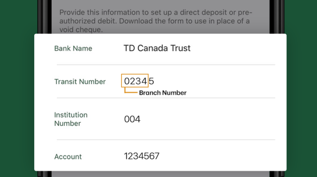 td branch code