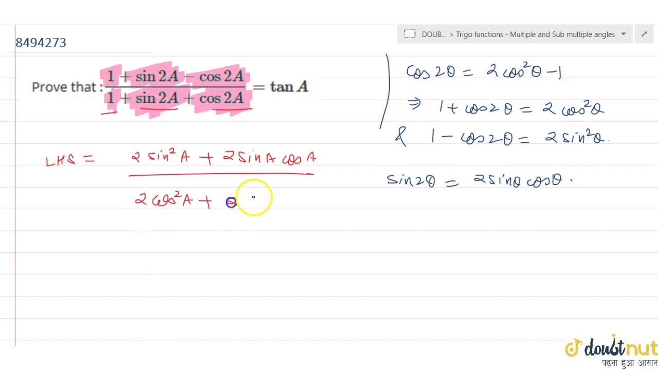 1 sin2a formula