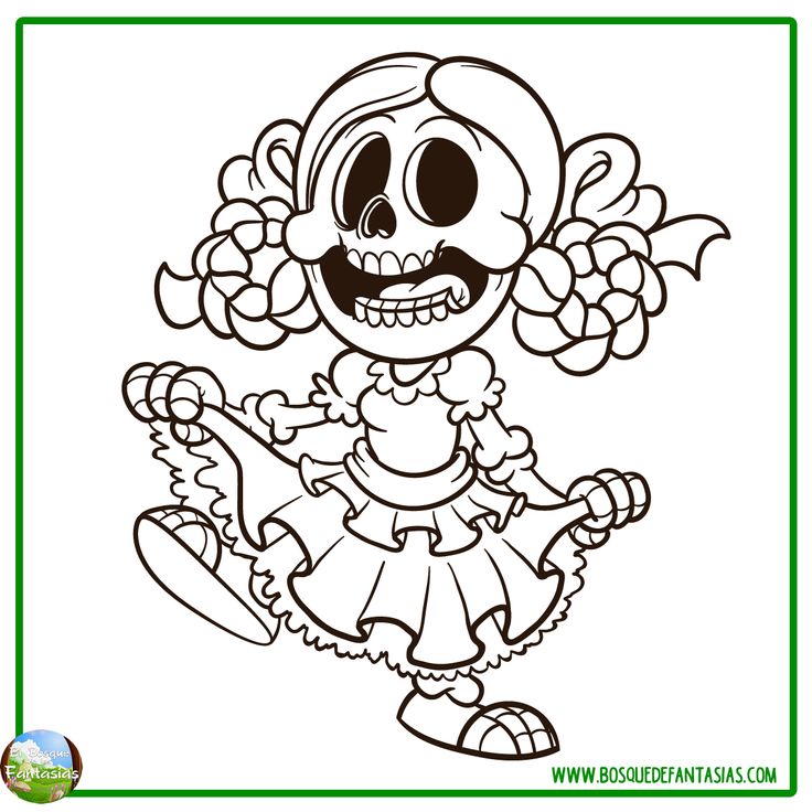 dibujos animados de dia de muertos para colorear