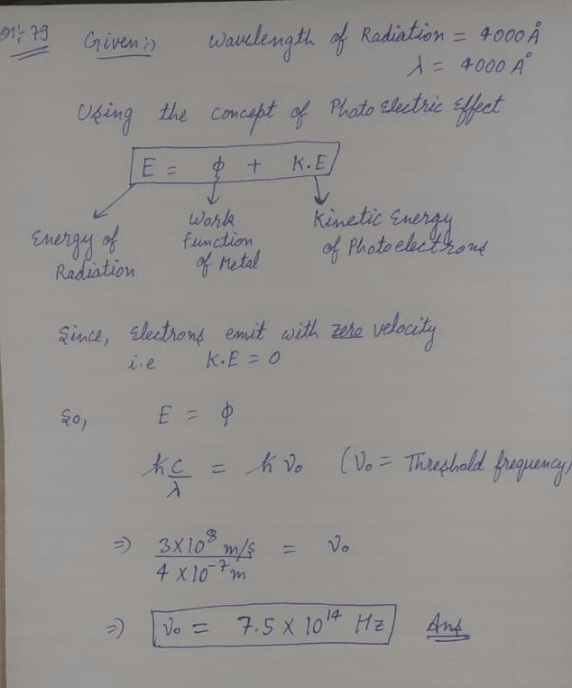 electrons are emitted with zero velocity