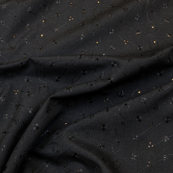 black broderie anglaise fabric