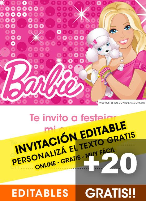 invitaciones de barbie para editar