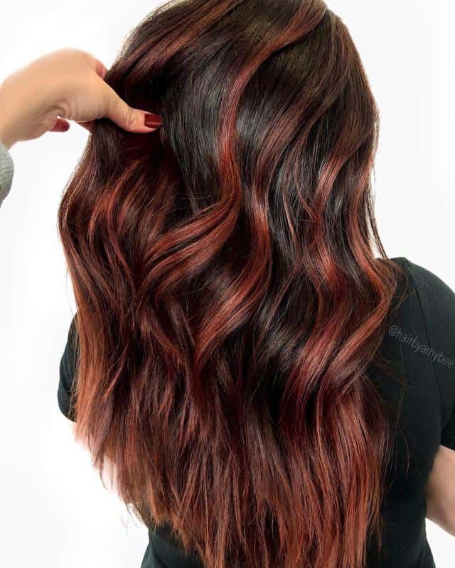 red brown hair color with highlights