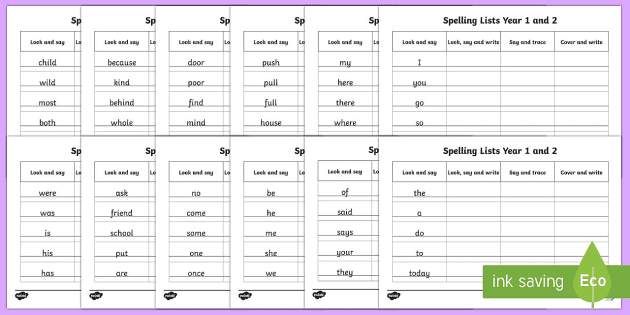 spelling worksheets year 1