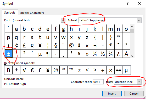 plus minus sign latex
