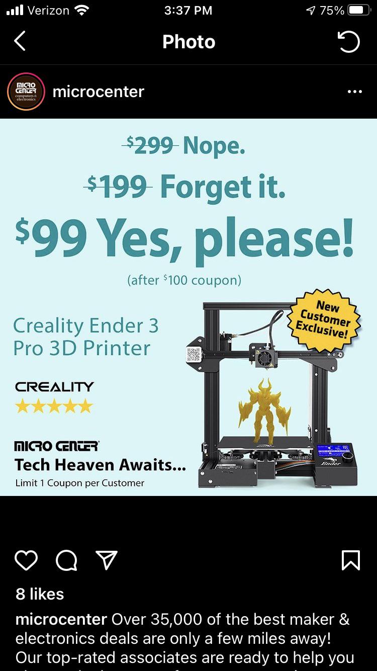 microcenter ender 3 coupon