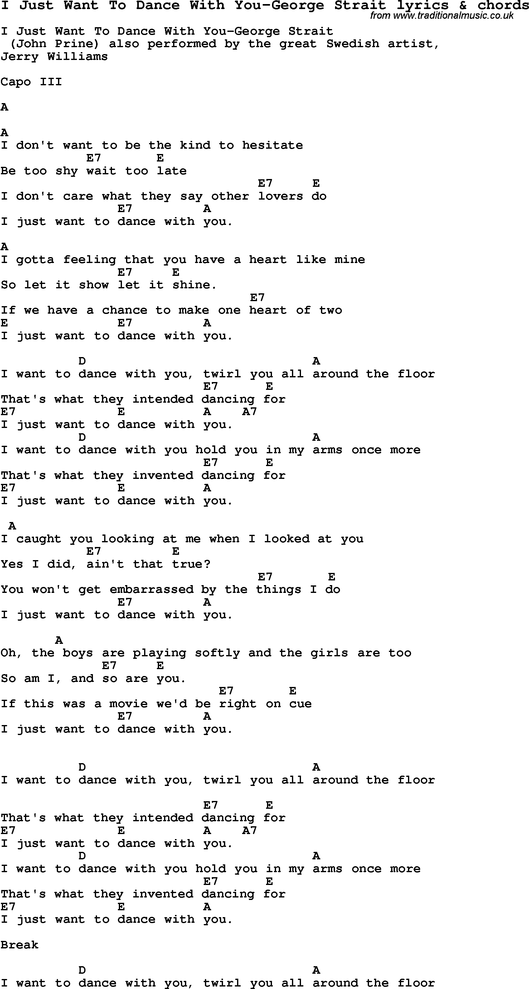 i want to dance with you lyrics