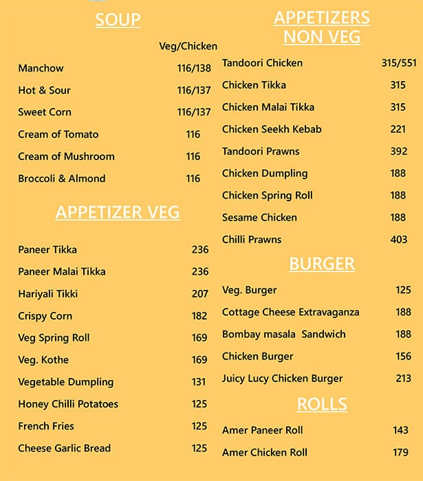 amer bakery hut menu