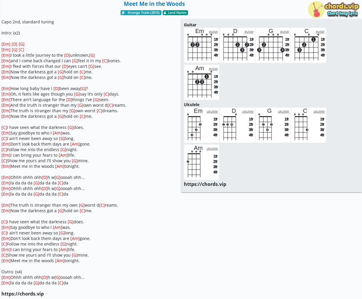 meet me in the woods chords