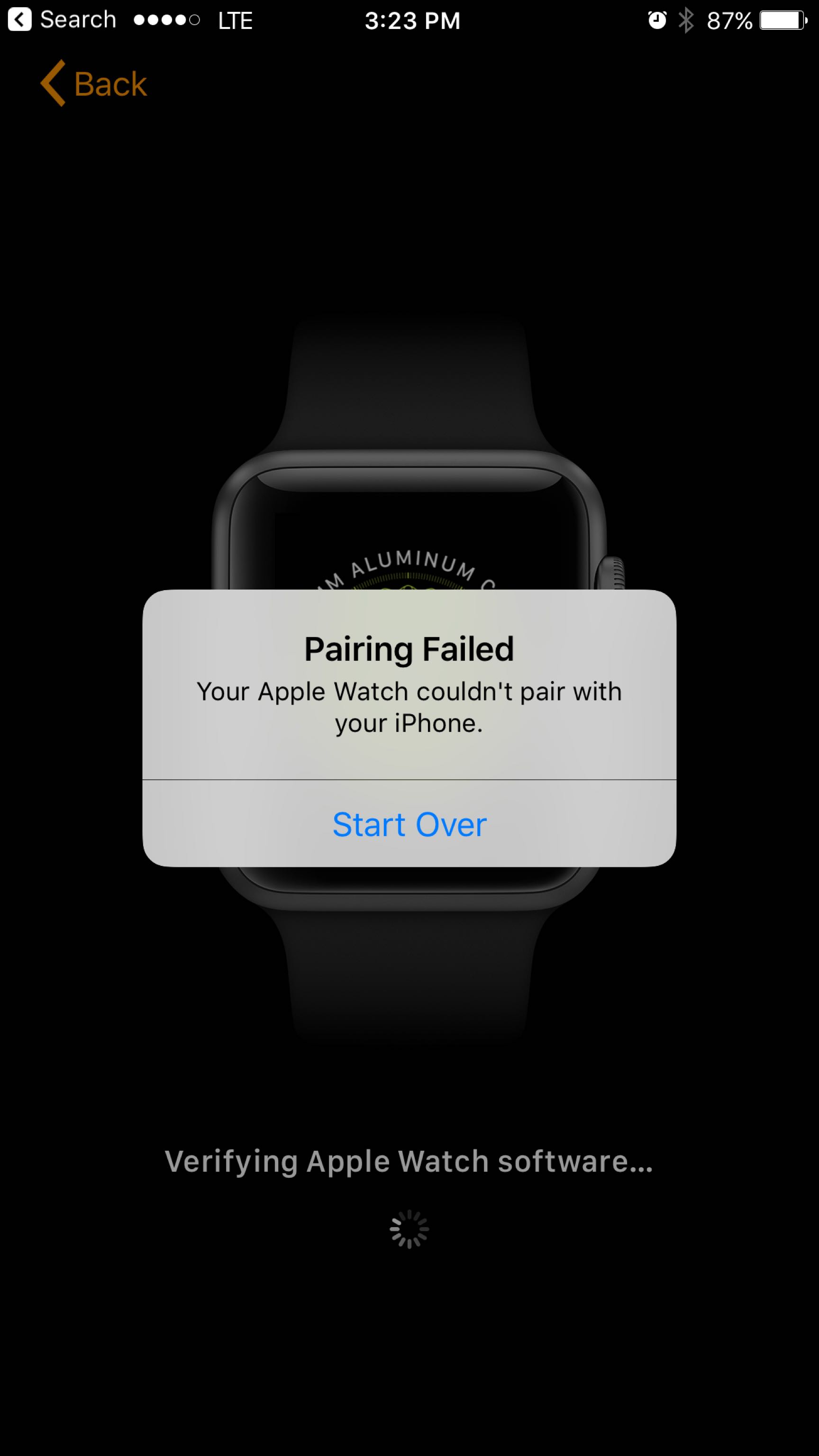 pairing failed apple watch