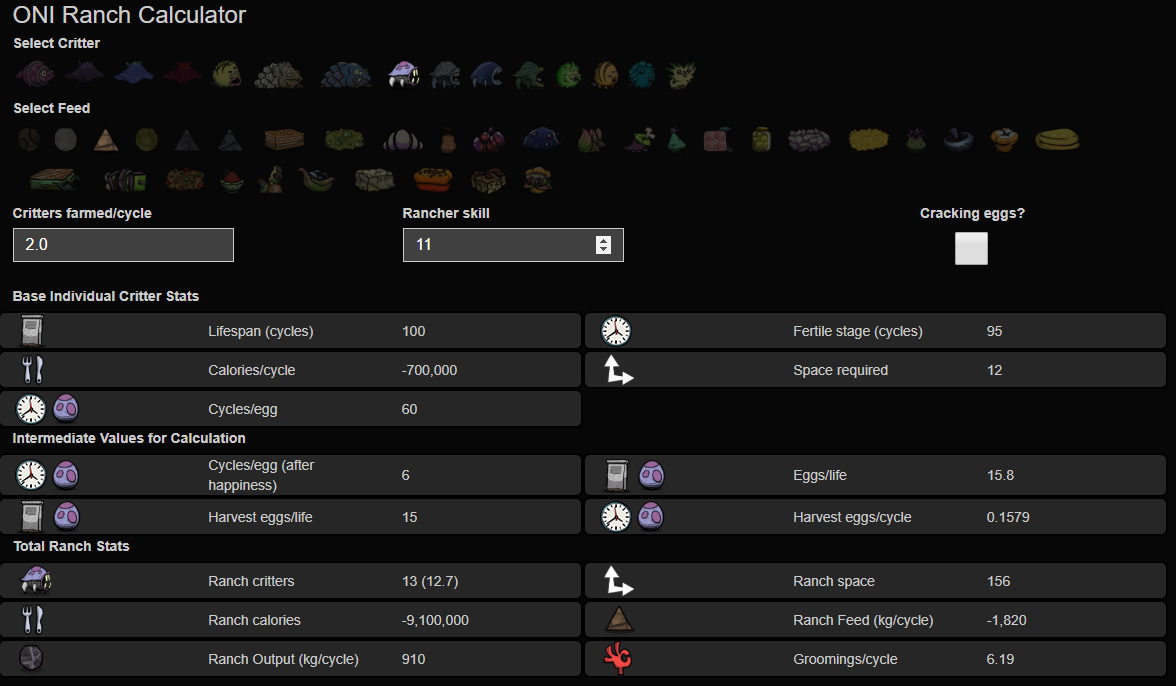 oni food calculator