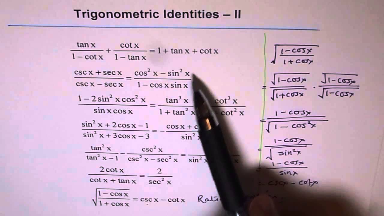 trigonometric identities worksheet answers