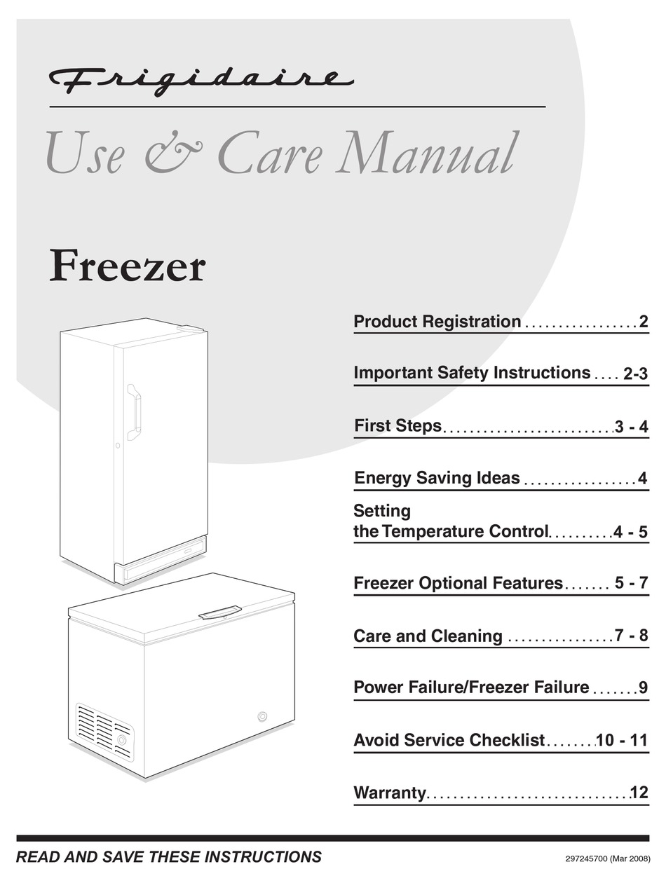 frigidaire manual freezer