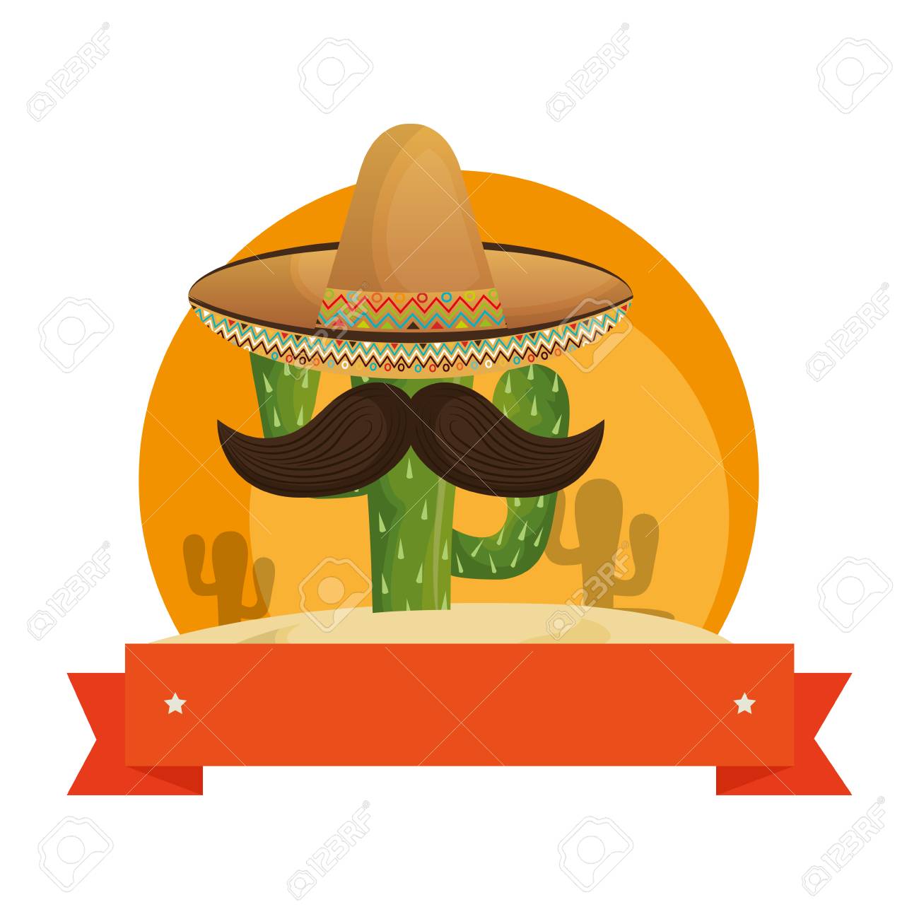 cactus con sombrero mexicano