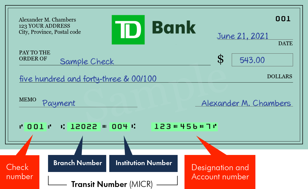 iban number for td canada trust