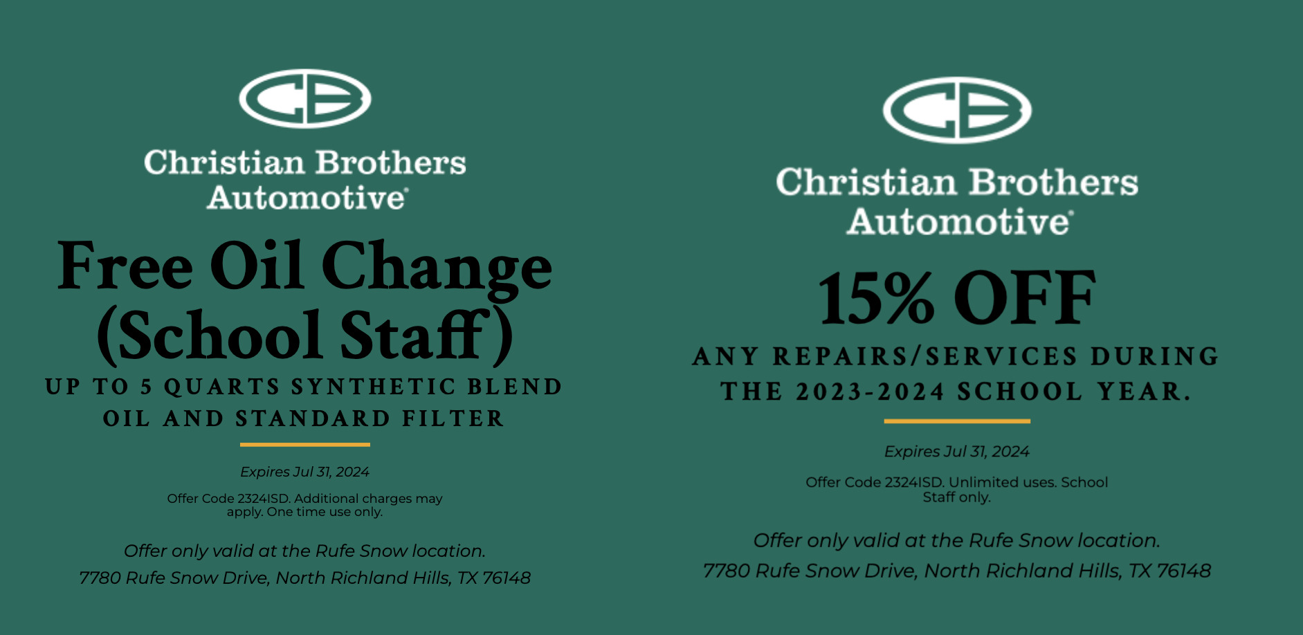 christian brothers oil change specials