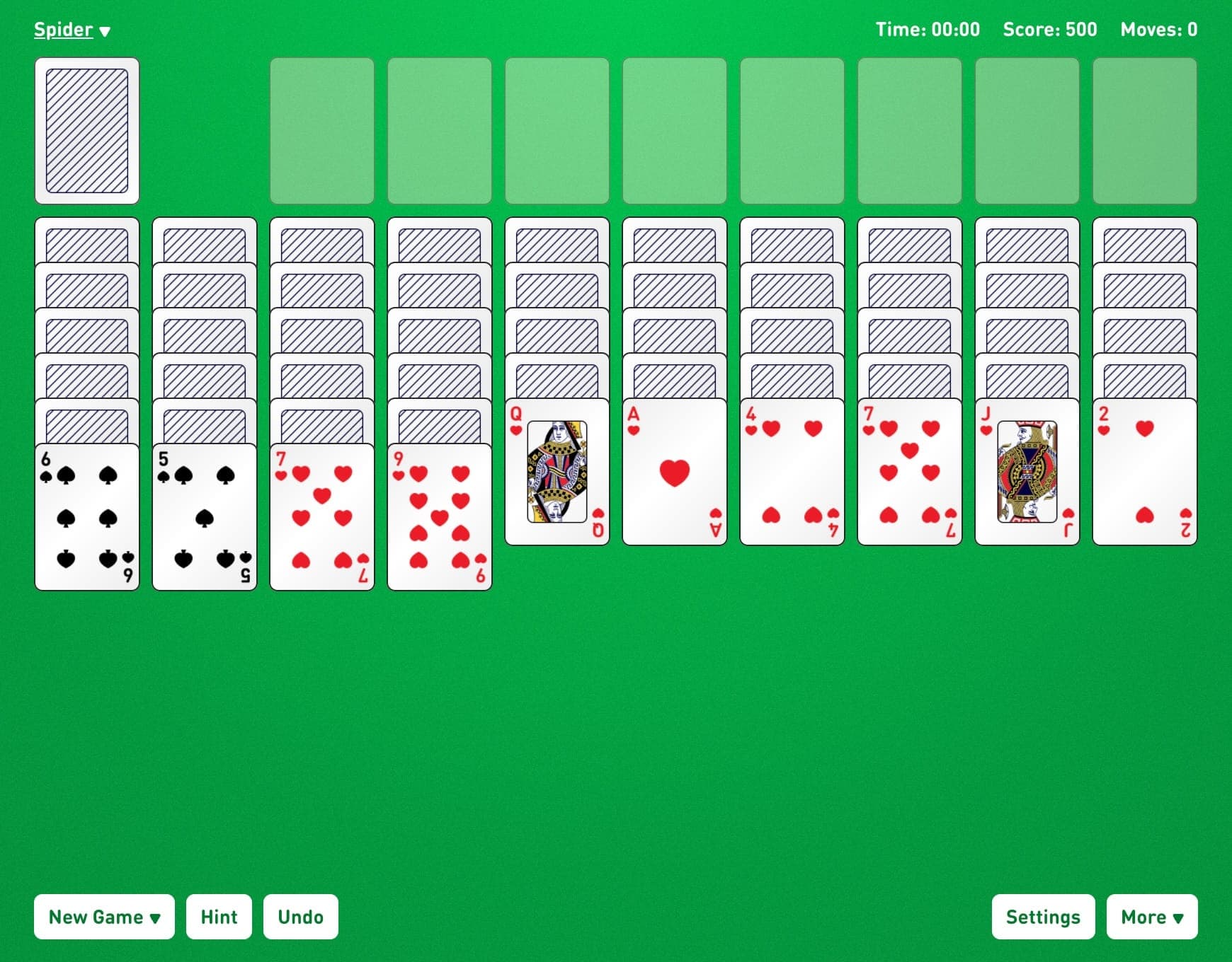 spider solitaire 2 suits full screen