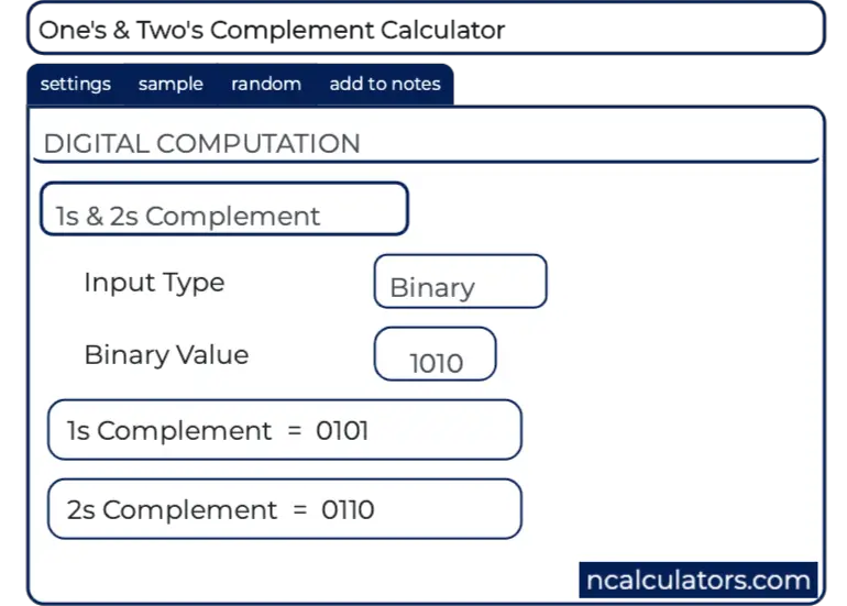 2 complement calculator