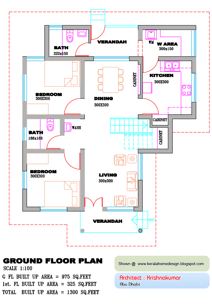 1300 sq ft house plans 3 bedroom indian style