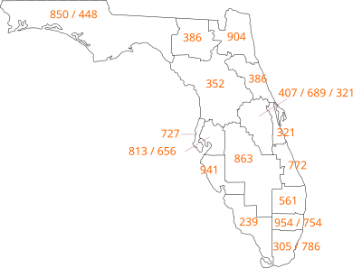 where is area code 727 located in usa