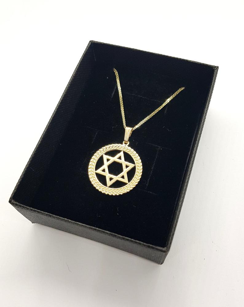 14k gold star of david pendant