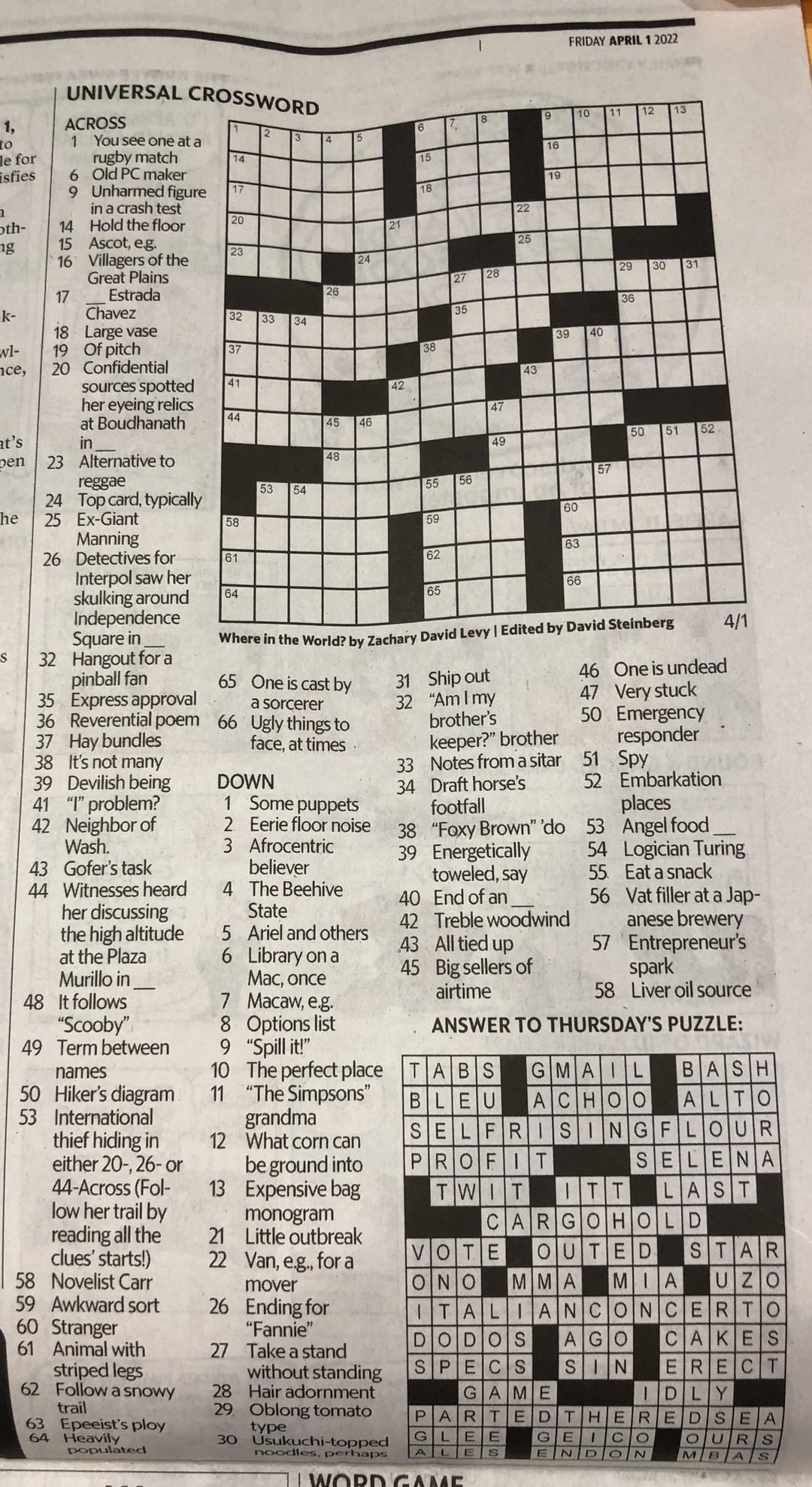 universal crossword puzzle