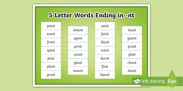 5 letter word ending in an