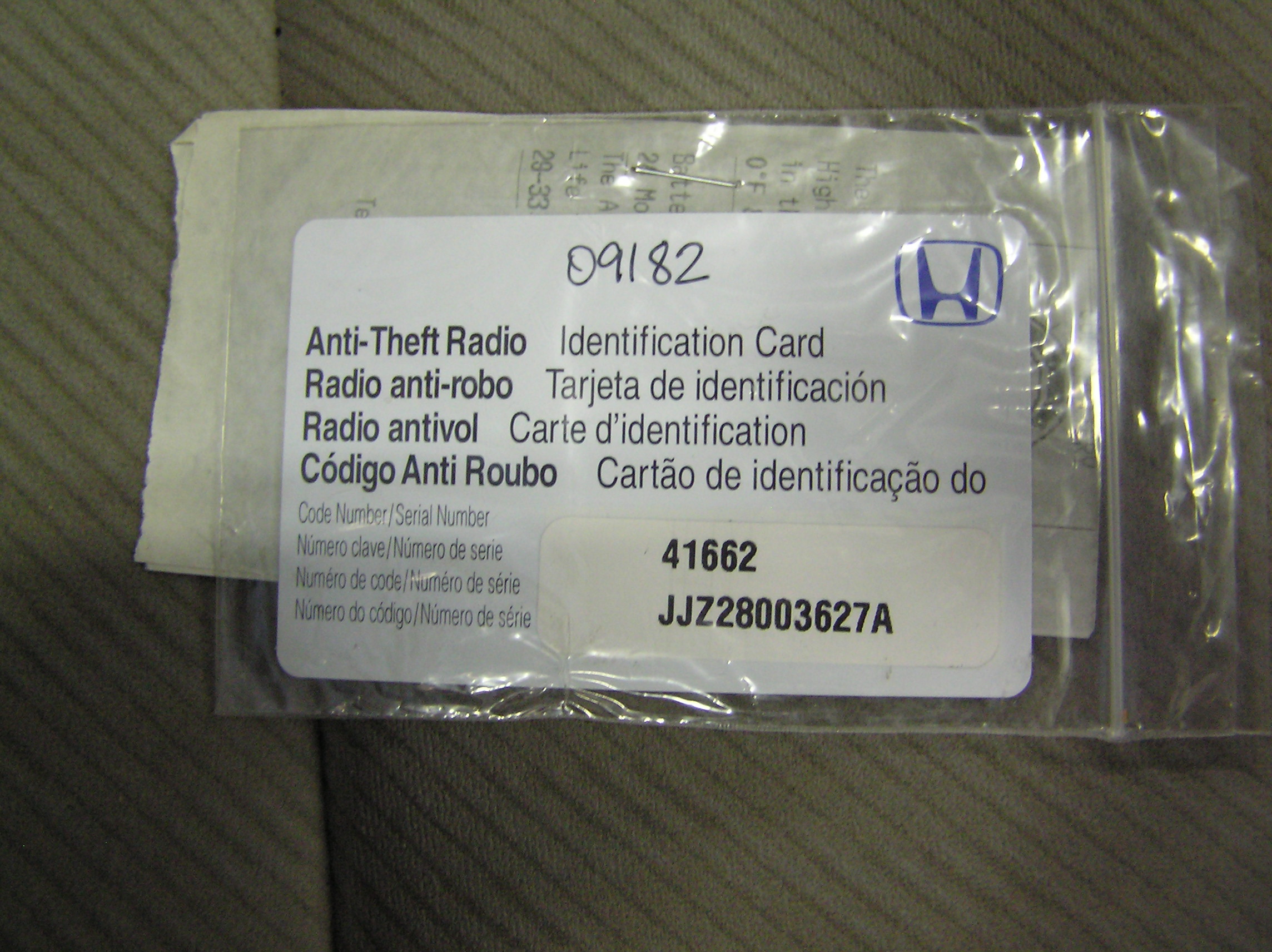 2006 honda civic radio code