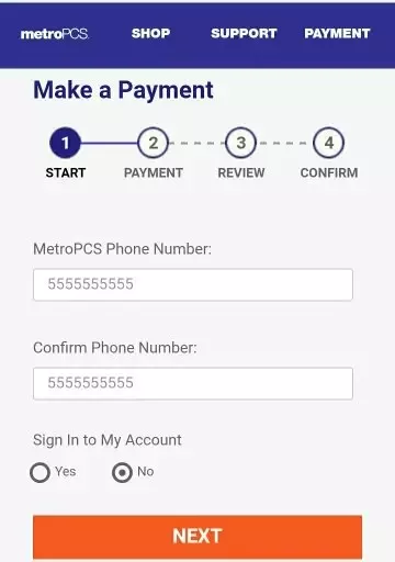 pay metropcs bill as guest